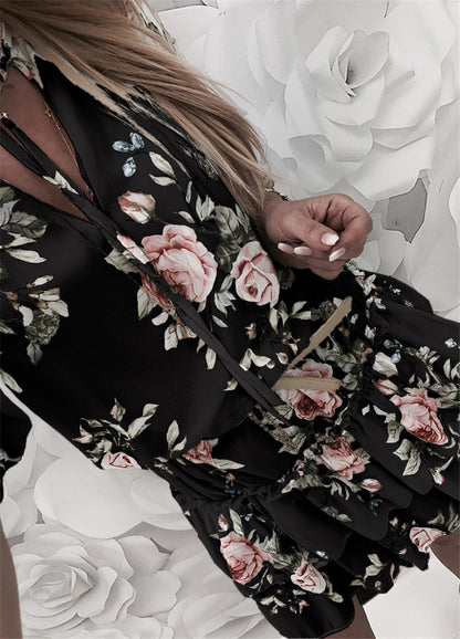 Norvielle Damen Chiffon Blumenkleid Boho Sommer Stil - Norvielle
