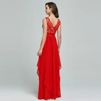 Norvielle Damen Chiffonkleid mit Spitze - Norvielle