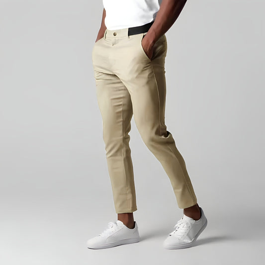 Herren Chino Hosen Elastische Taille Stretch Skinny Schwarz - Norvielle