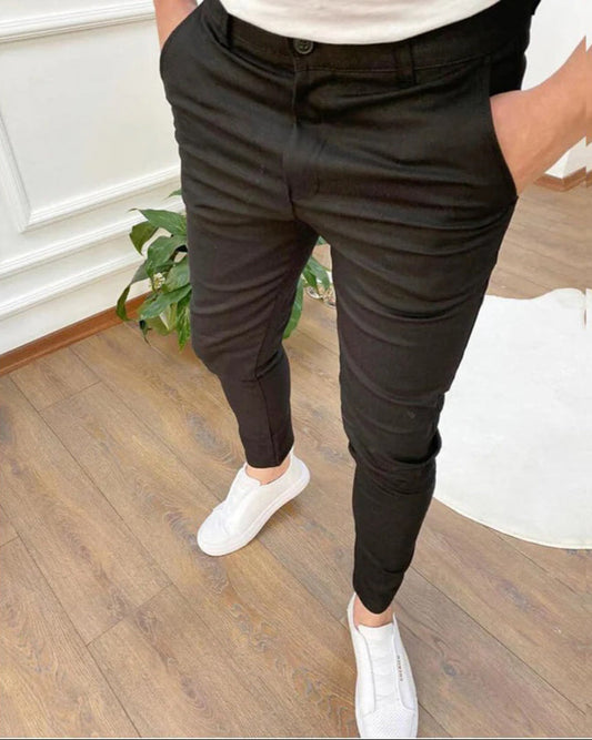Herren Chino-Hosen Slim Fit Stretch Schwarz - Norvielle
