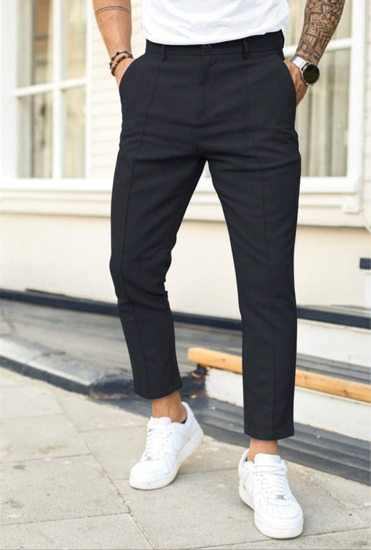 Herren Chino-Hosen Stretch Skinny Schmal Schwarz - Norvielle