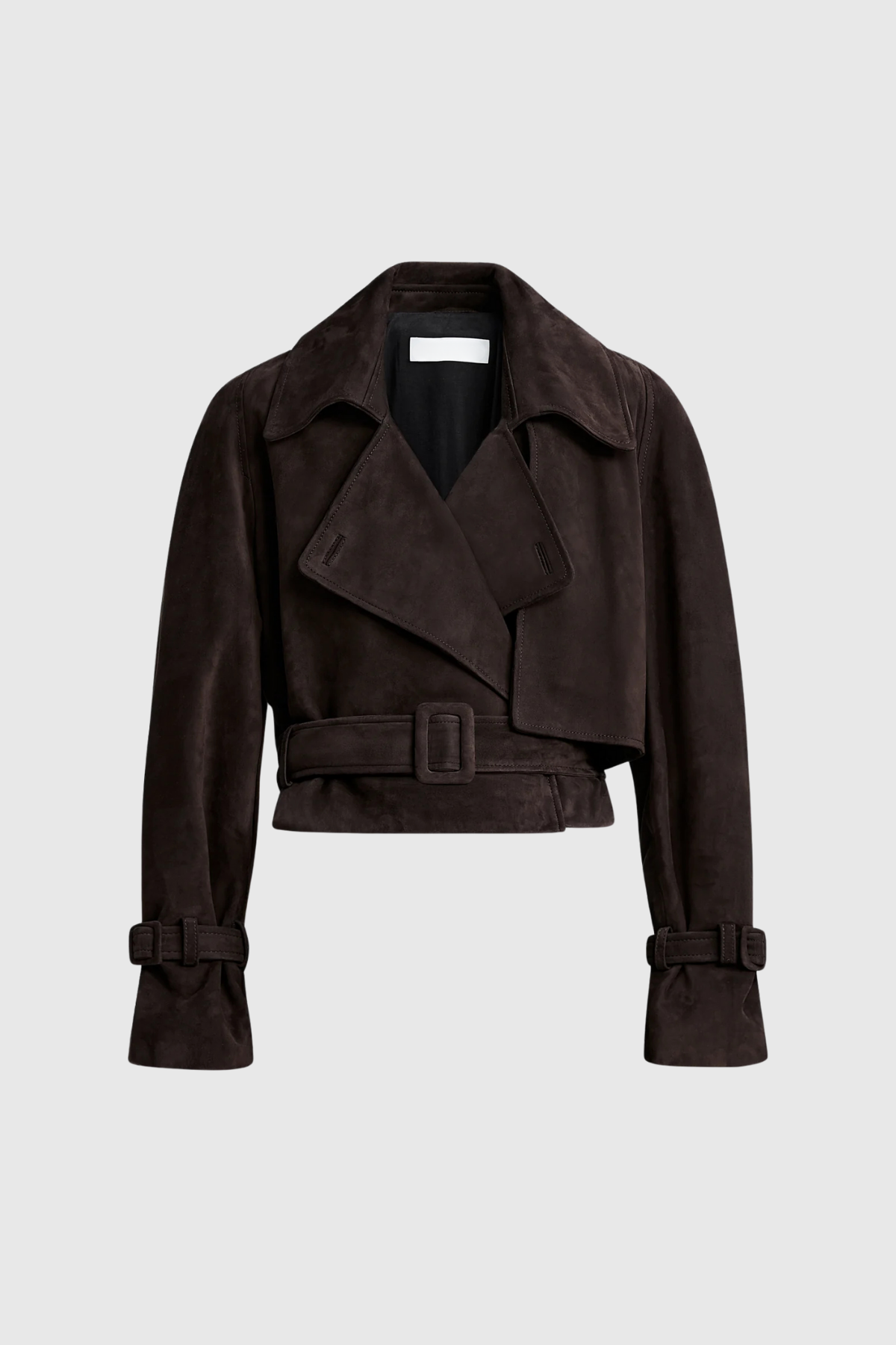 Avenza Damen Cropped Jacke Suedelook Taillengürtel