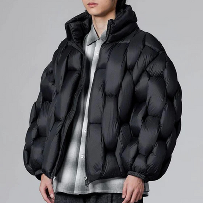 Herren Winterjacke Stehkragen Gepolstert Schwarz - Norvielle