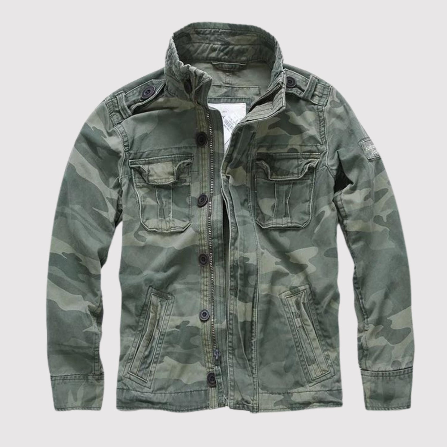 Herren Cargojacke Reißverschluss Mehrere Taschen Robust Beige