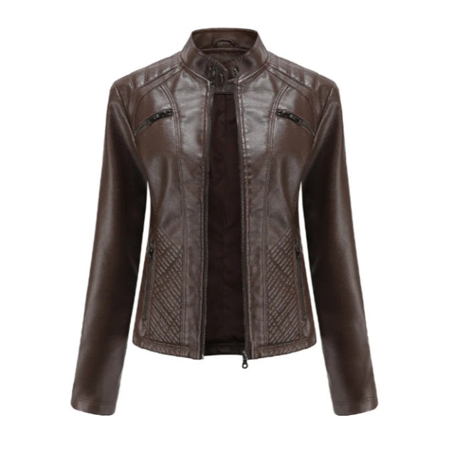 Damen Lederjacke Klassisch Zeitloser Schnitt