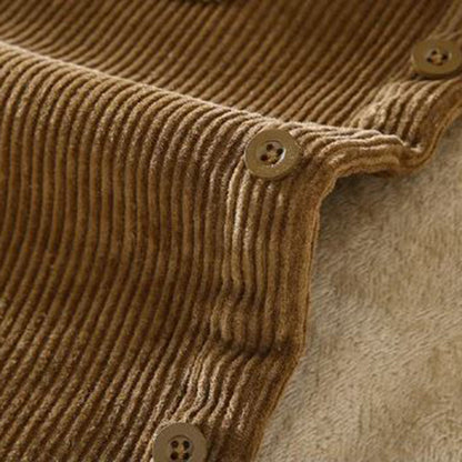 Herren Cord Overshirt Fleece Warm Beige