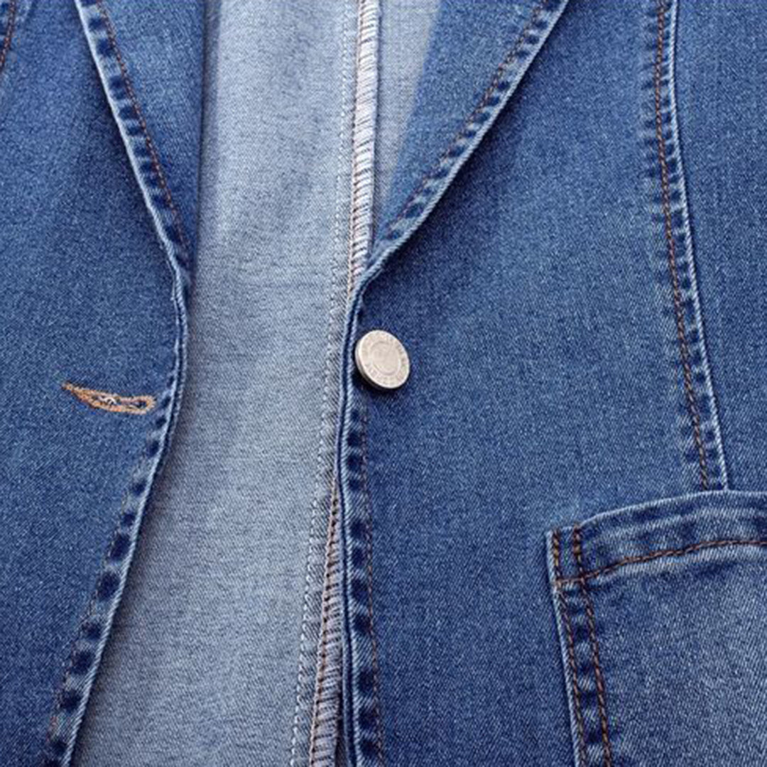 Norvielle Damen Jeansblazer Lang Lederoptik