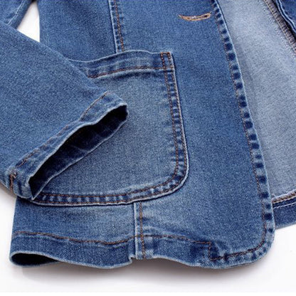 Norvielle Damen Jeansblazer Lang Lederoptik