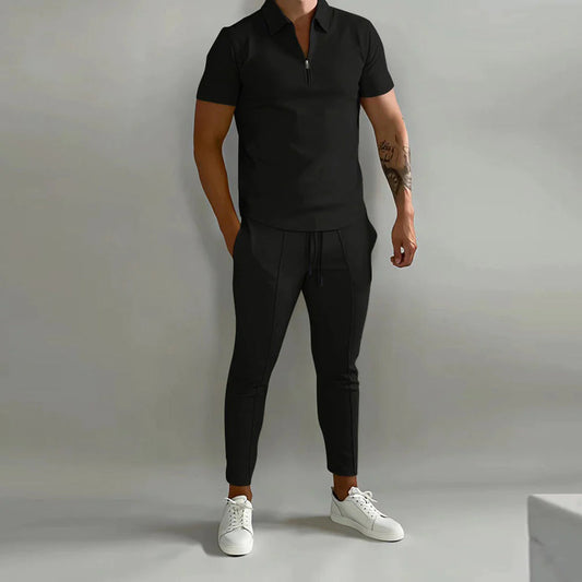 Herren Sommer Set Zweiteiliges Polo T-Shirt Elastische Taille - Norvielle