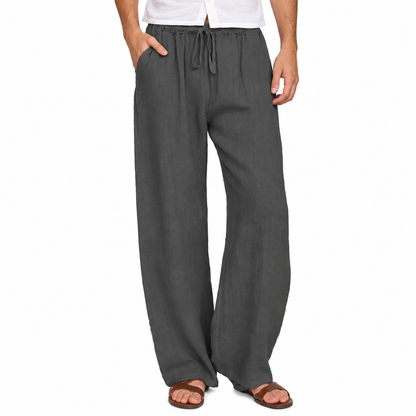 Herren Leinenhose Weit Bein Tunnelzug Sommerhose