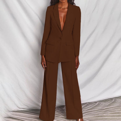 Damen Blazer Set 2-teilig Weite Hose