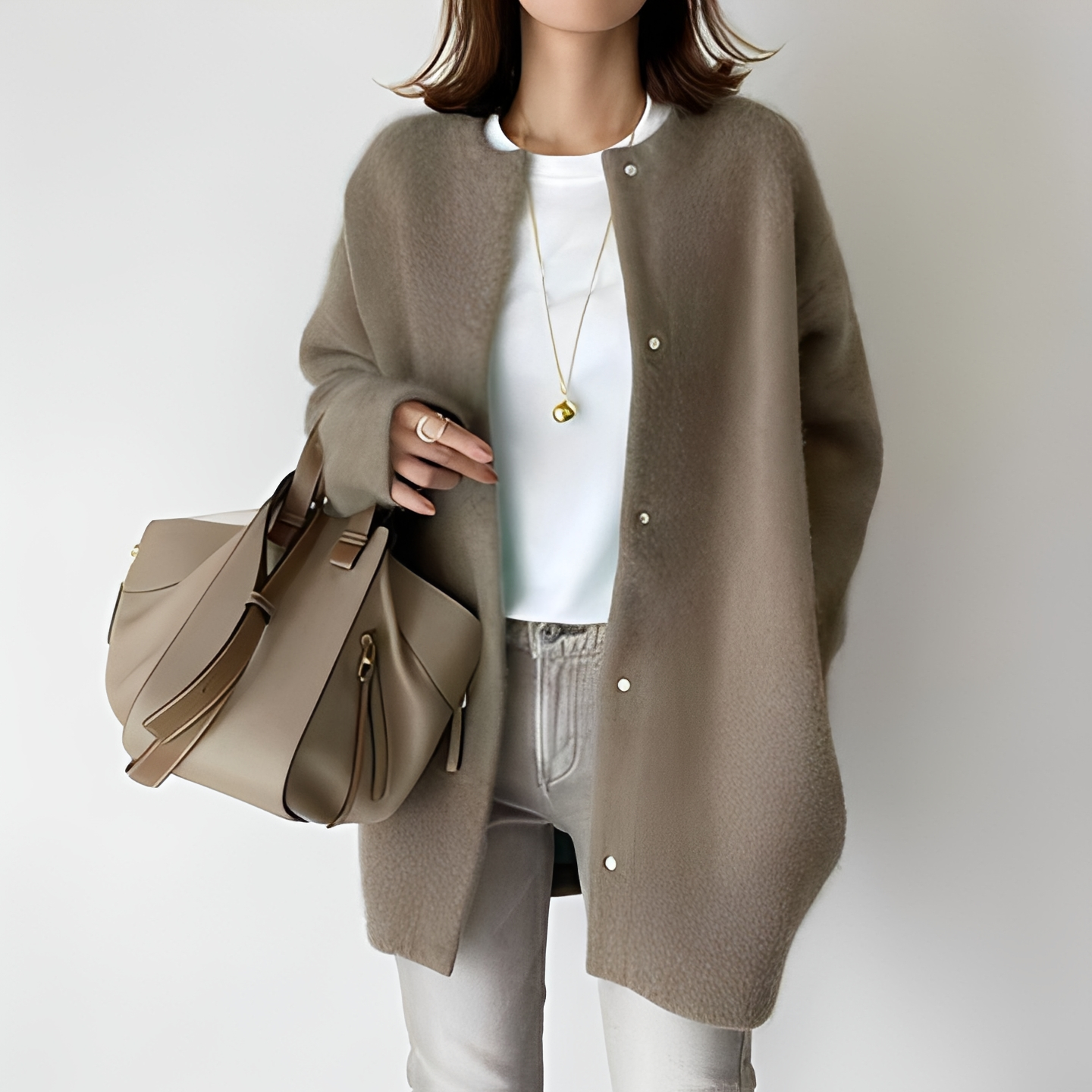 Khaya Damen Cardigan Wollig Warm Beige