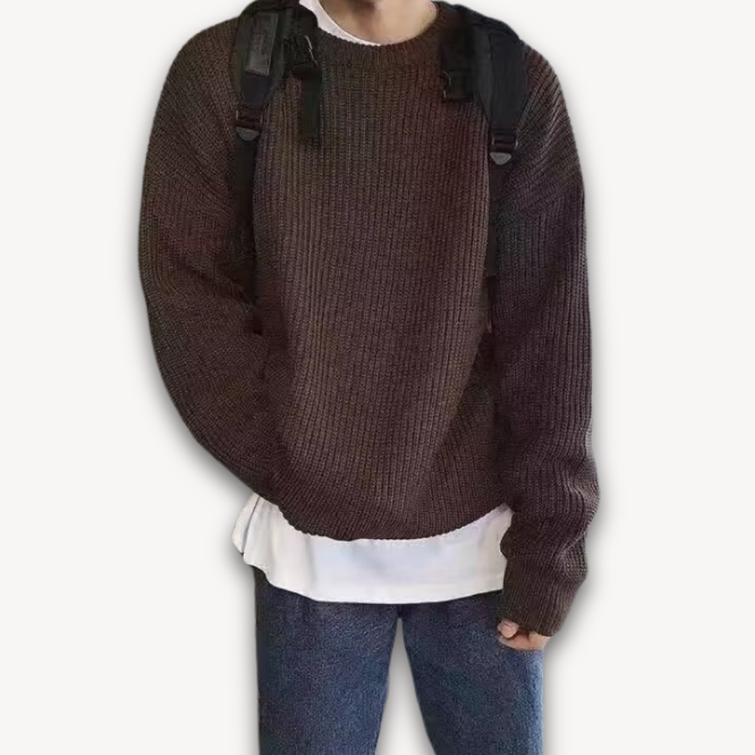 Damen Strickpullover Oversized Rundhalsausschnitt
