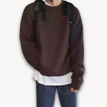 Damen Strickpullover Oversized Rundhalsausschnitt