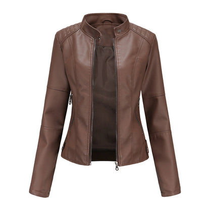 Damen Bikerjacke Kunstleder Reißverschluss