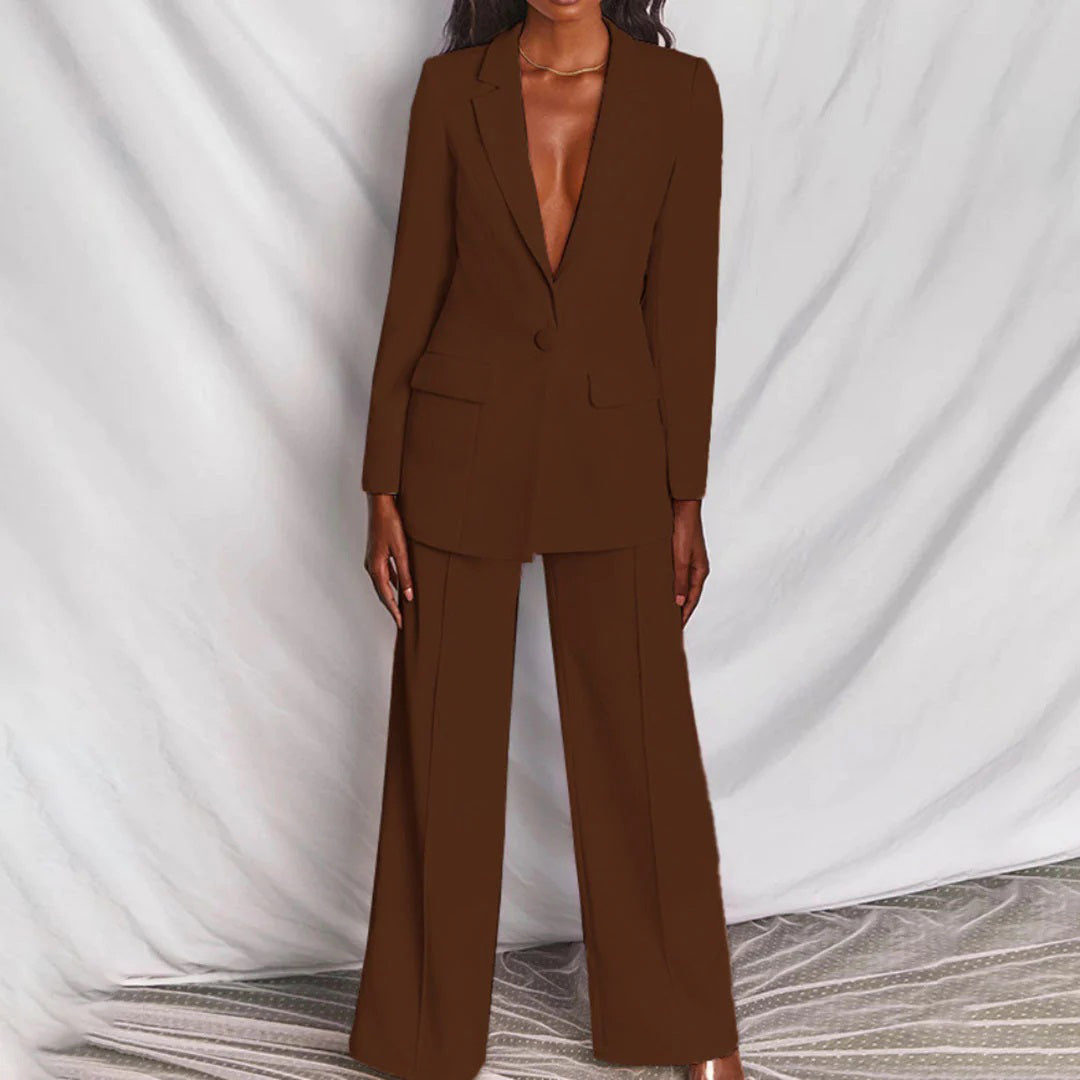 Damen Blazer-Hose-Set Elegantes Business-Anzug