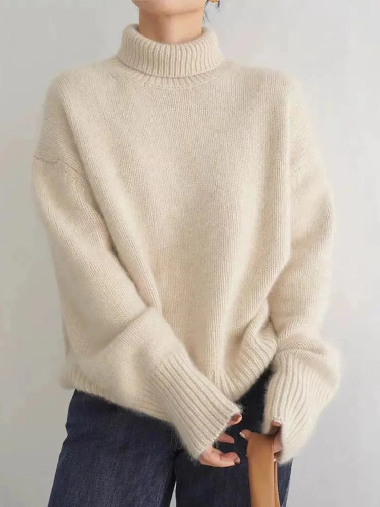 Damen Kaschmirpullover Hoher Kragen Bequem