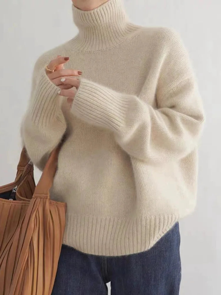 Lotte Damen Kaschmirpullover Hoher Kragen - Norvielle