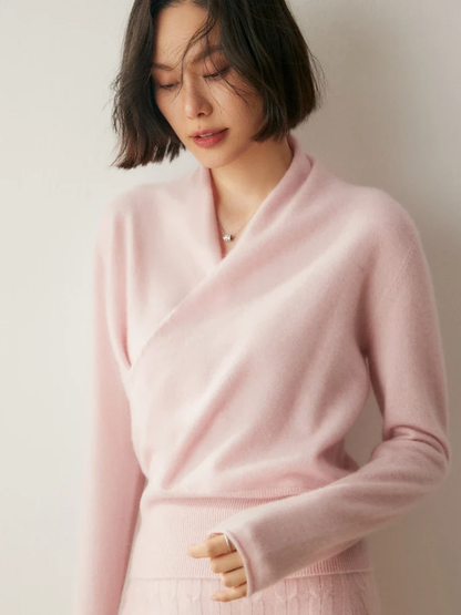 Damen Wickelpullover Elegantes Überkreuz-Design - Norvielle