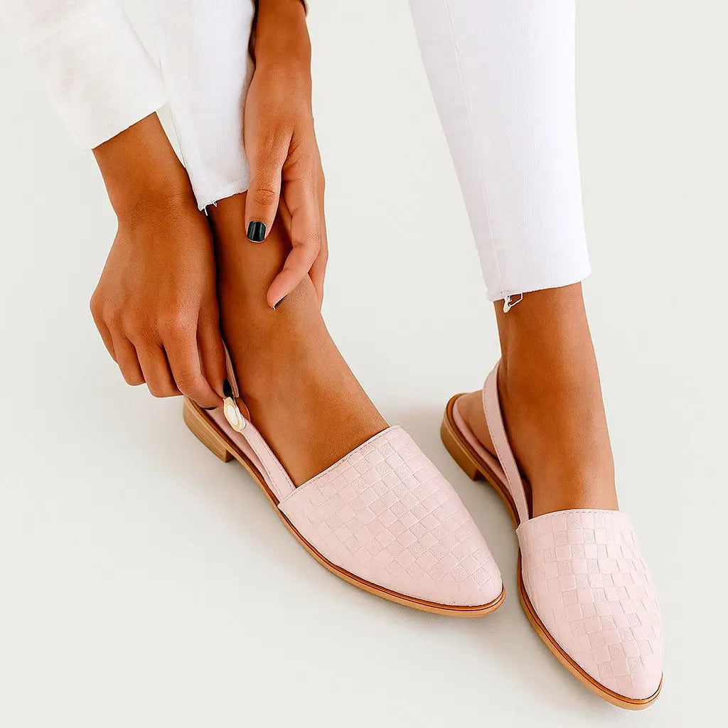 Geflochtene Slingback Loafer Damen Leder Beige