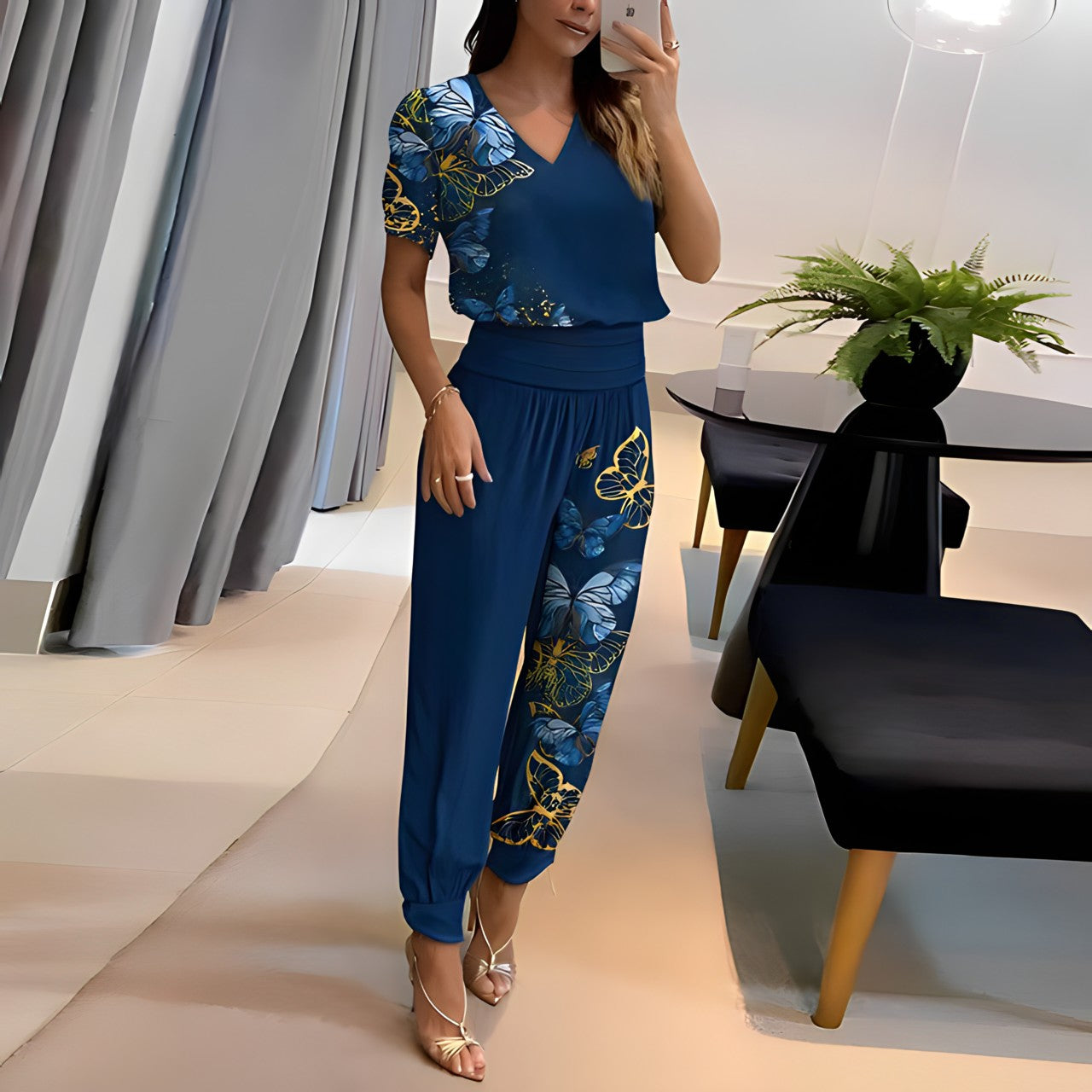Norvielle Damen Set Bluse Hose Bauchbedeckung