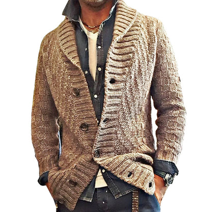 Herren StrickjackeVintage-Stil Feinstrick Cardigan Braun - Norvielle
