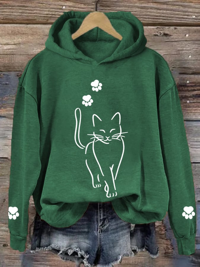 Norvielle Damen Hoodie Katzen Motiv - Norvielle