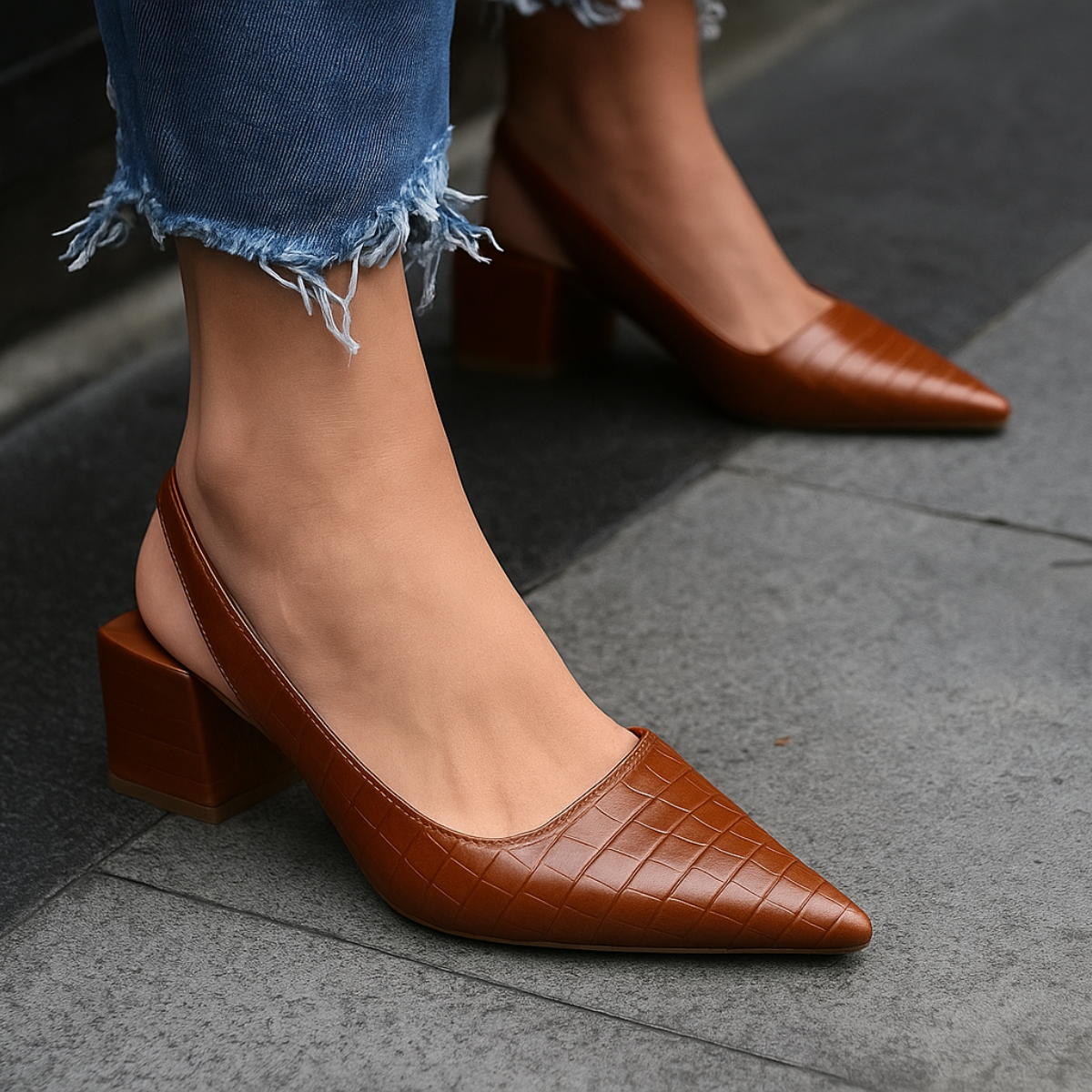 Damen Spitzschuhe Blockabsatz