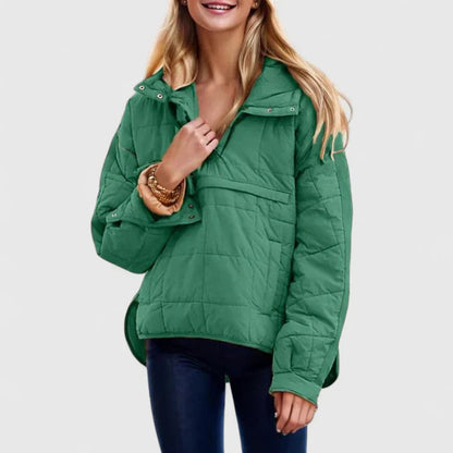 Damen Steppjacke mit Kapuze Leicht Gefüttert Beige