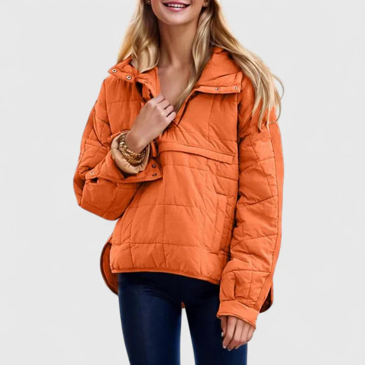 Damen Steppjacke mit Kapuze Leicht Gefüttert Beige