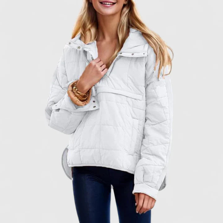 Damen Steppjacke mit Kapuze Leicht Gefüttert Beige