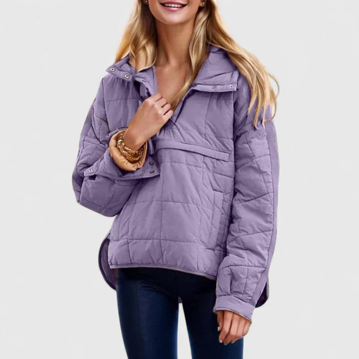 Damen Steppjacke mit Kapuze Leicht Gefüttert Beige