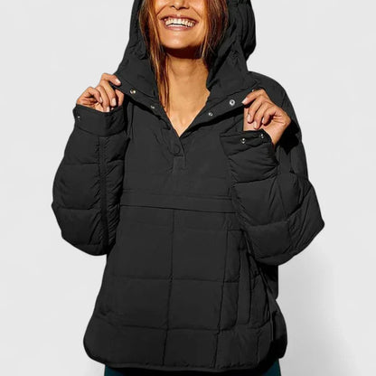 Damen Steppjacke mit Kapuze Leicht Gefüttert Beige