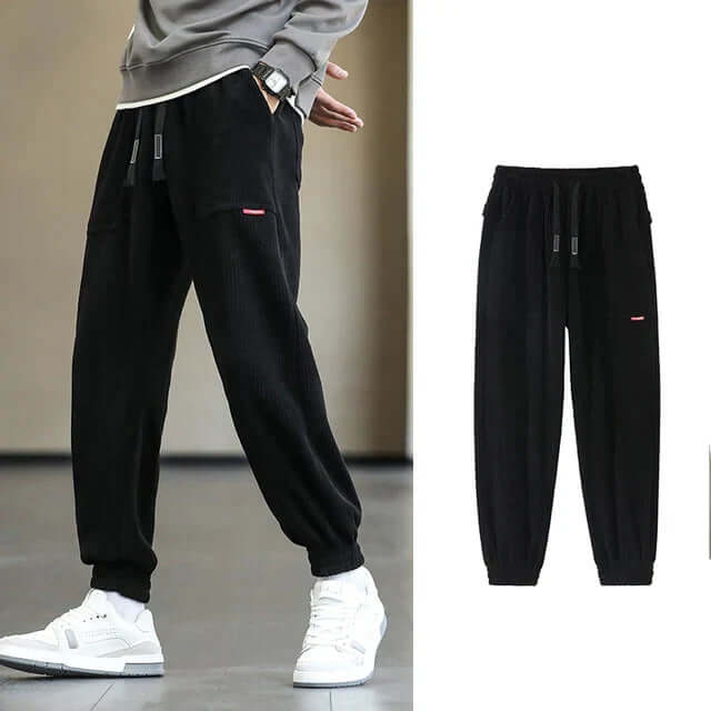 Herren Jogginghose Locker Sitz Kordelzug Schwarz - Norvielle