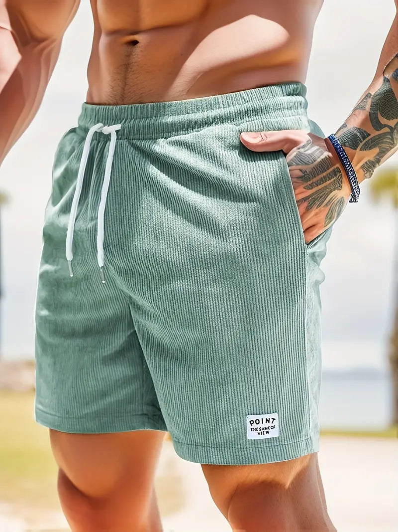 Cord Shorts - Cord Shorts für Männer mit elastischer Taille für den Sommer-Cyan-S-Chaps Herrenmode