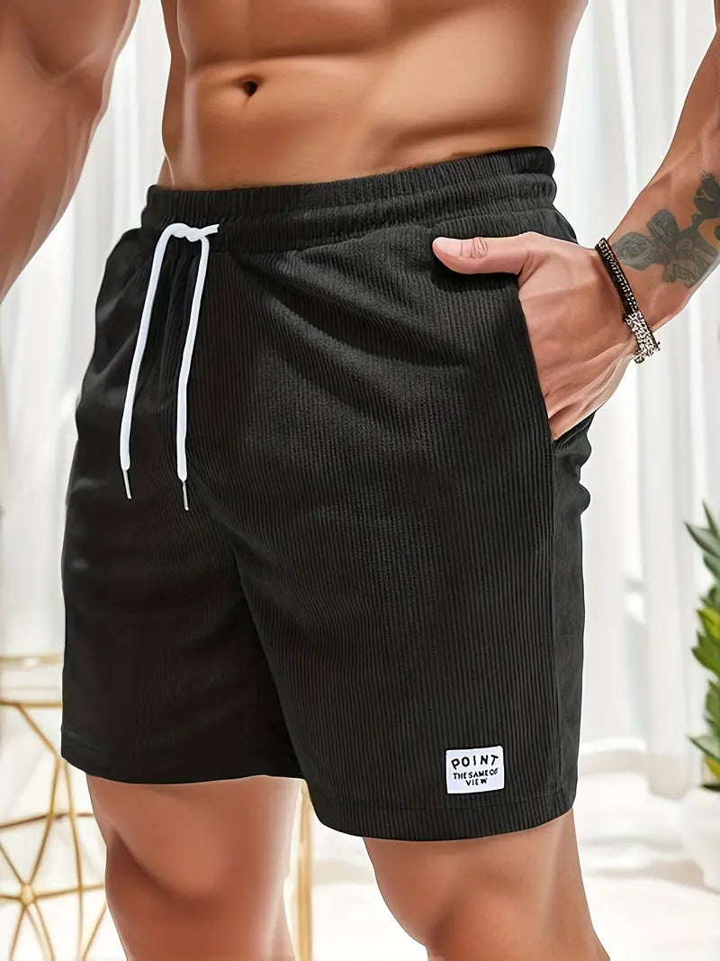 Cord Shorts - Cord Shorts für Männer mit elastischer Taille für den Sommer-Schwarz-S-Chaps Herrenmode