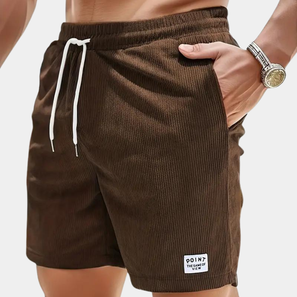 Cord-Shorts | Elastische Taille | Freizeit | Cord-Shorts | Herren-Shorts-Kaffee-S-Chaps Herrenmode