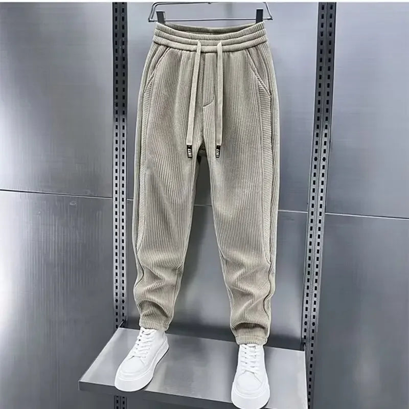 Herren Cordhose Elastischer Bund Locker Passform Weite Beine - Norvielle