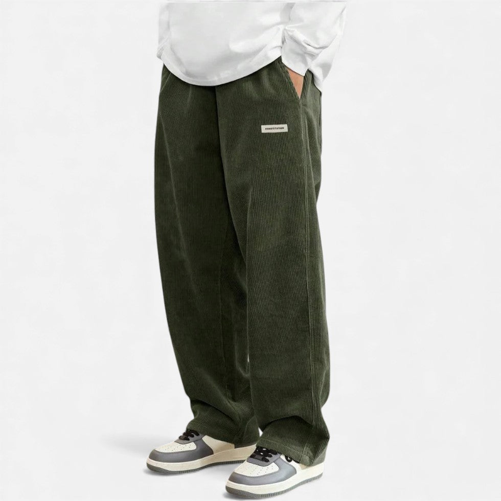 Herren Cordhosen Lässig Lockere Passform Beige - Norvielle