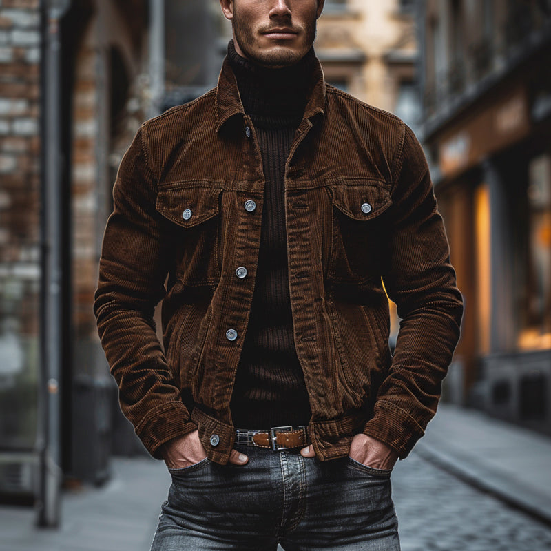 Herren Übergangsjacke Mit Knöpfen Reguläre Passform - Norvielle