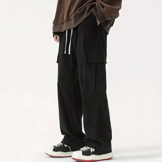 Herren Corduroyhose Lockere Passform Flexibler Bund Lang - Norvielle