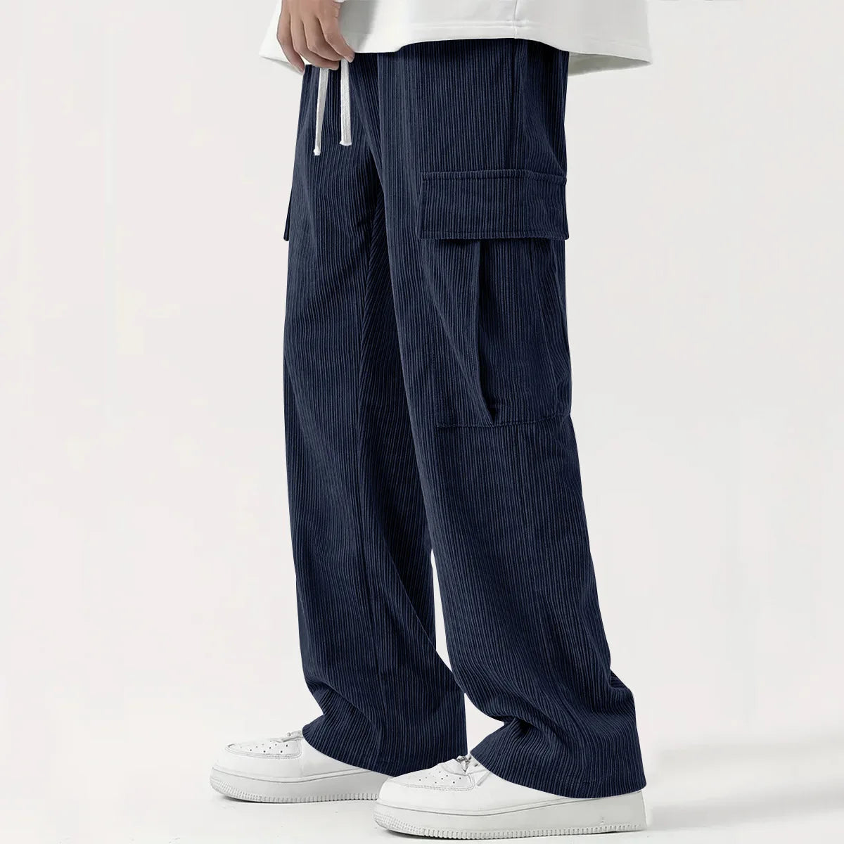 Herren Cordhose Lockere Passform Flexibler Bund Vollständige Länge