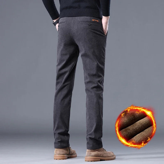 Herren Baumwollcordhosen Fleece gefüttert Schwarz Winter - Norvielle