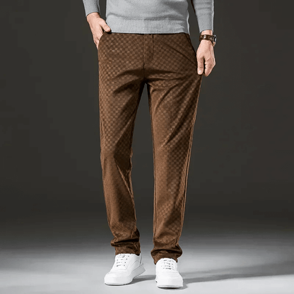 Herren Cordhosen Hochtaillierte Karierte Beige