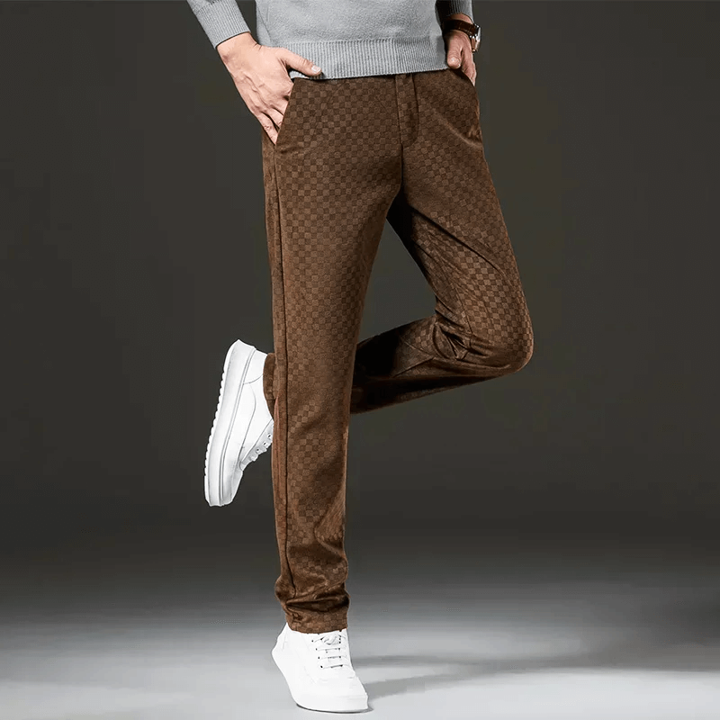 Herren Cordhose Corduroy Karierter Stil Hohe Taille - Norvielle
