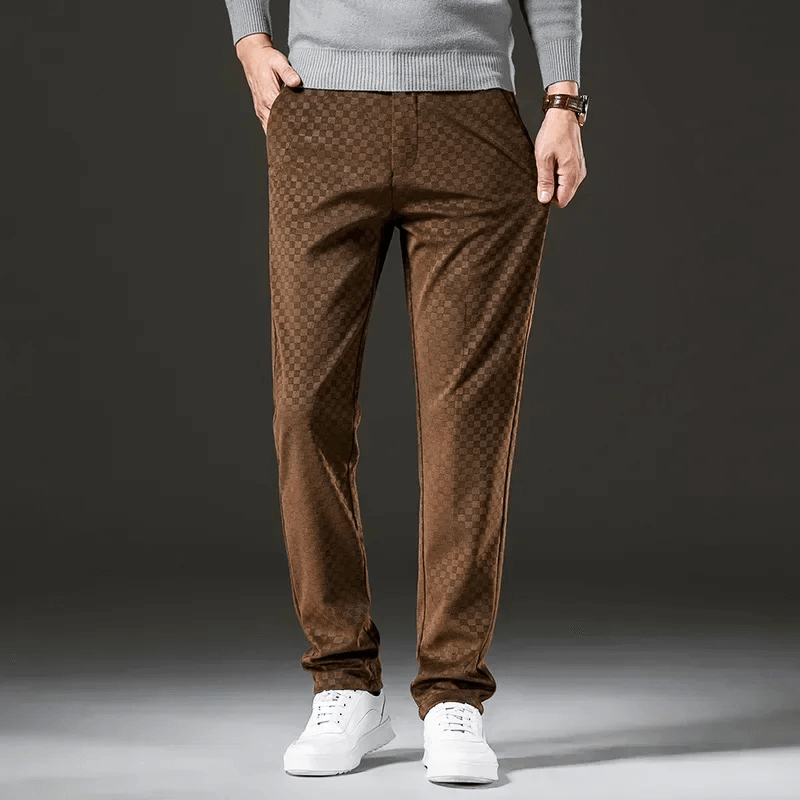 Herren Cordhose Corduroy Karierter Stil Hohe Taille