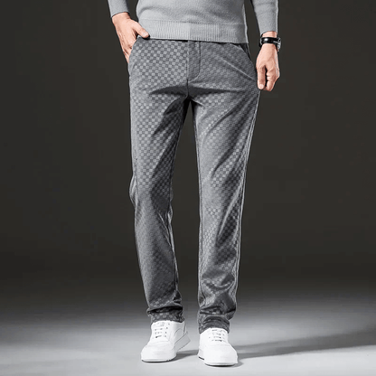 Herren Cordhosen Hochtaillierte Karierte Beige