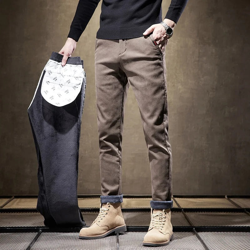 Herren Cordhosen Slim Fit Fleece-Futter
