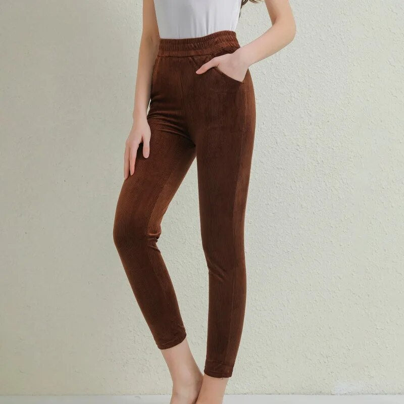 Damen Cordhosen Elastischer Taillenbund