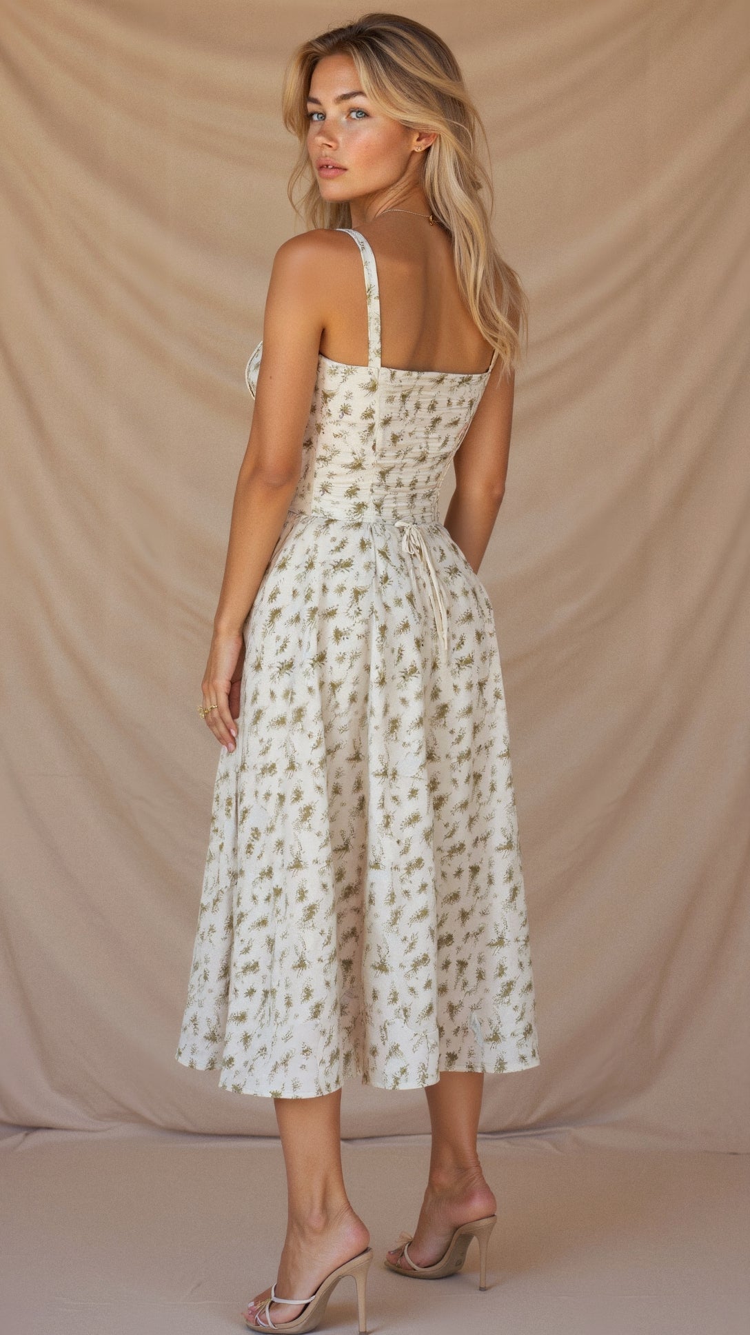 Damen Midikleid Korsett-Style Fließender Rock